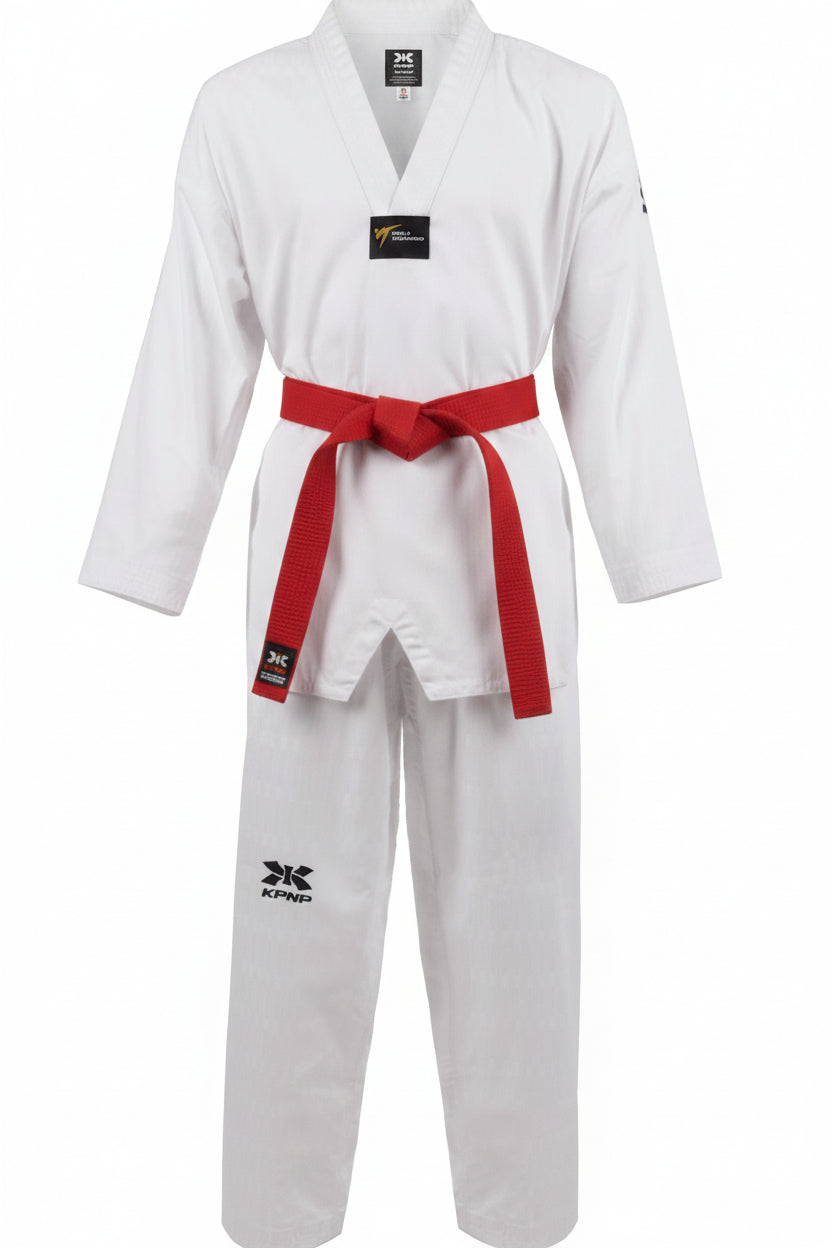 KPNP PROFESSIONAL TAEKWONDO UNIFORM White V-Neck Rever DOBOK
